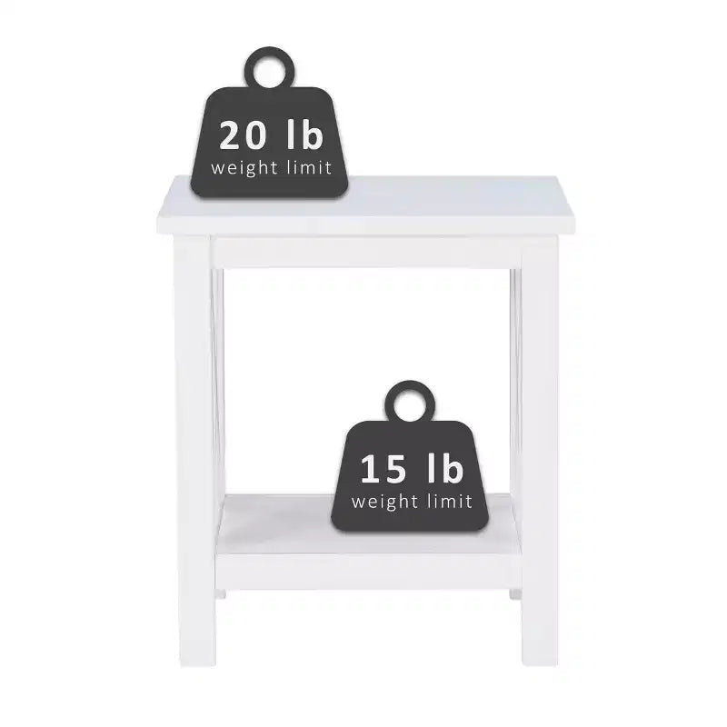 Table d'appoint en pin massif avec étagère inférieure, finition noire, 50,8 cm L x 43,2 cm P x 55,9 cm H