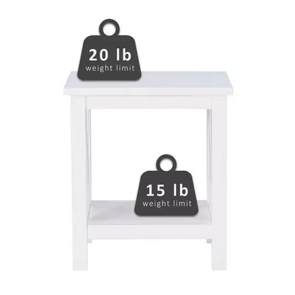 Table d'appoint en pin massif avec étagère inférieure, finition noire, 50,8 cm L x 43,2 cm P x 55,9 cm H
