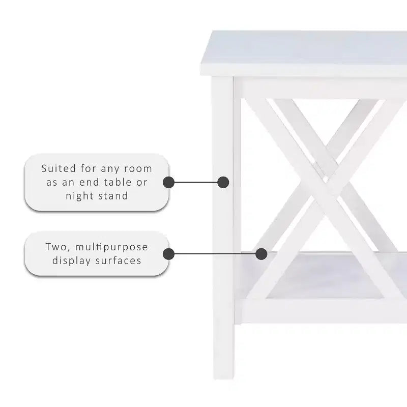 Table d'appoint en pin massif avec étagère inférieure, finition noire, 50,8 cm L x 43,2 cm P x 55,9 cm H