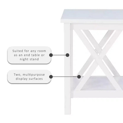 Table d'appoint en pin massif avec étagère inférieure, finition noire, 50,8 cm L x 43,2 cm P x 55,9 cm H