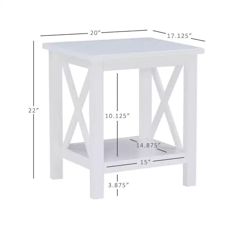 Table d'appoint en pin massif avec étagère inférieure, finition noire, 50,8 cm L x 43,2 cm P x 55,9 cm H