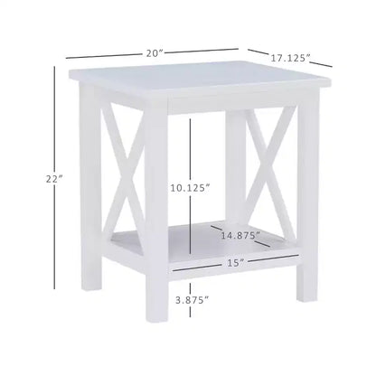 Table d'appoint en pin massif avec étagère inférieure, finition noire, 50,8 cm L x 43,2 cm P x 55,9 cm H