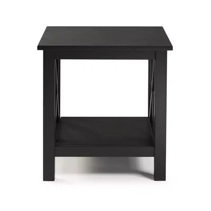 Table d'appoint en pin massif avec étagère inférieure, finition noire, 50,8 cm L x 43,2 cm P x 55,9 cm H