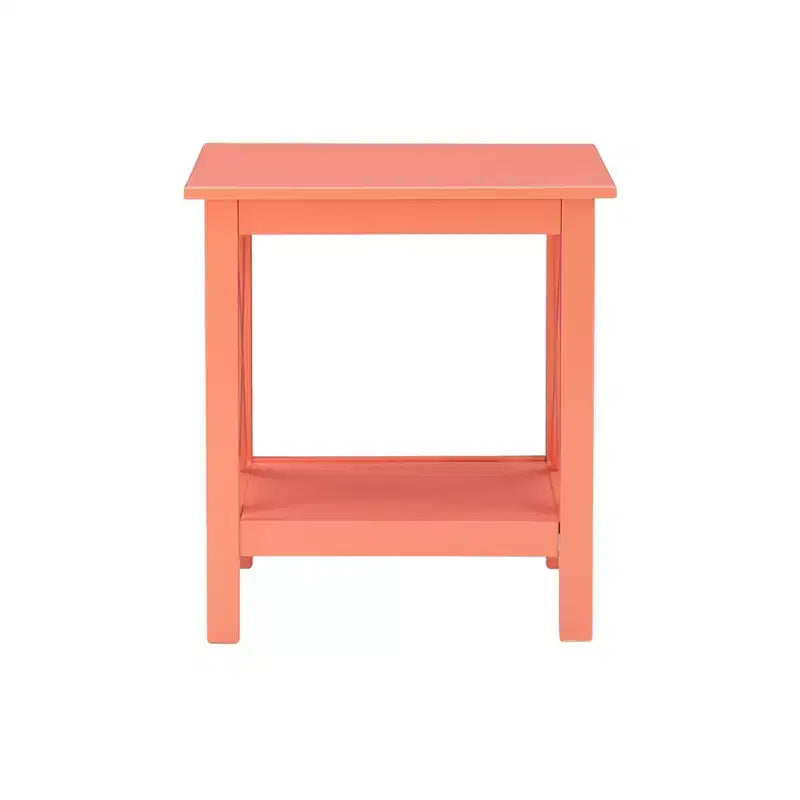 Table d'appoint en pin massif avec étagère inférieure, finition noire, 50,8 cm L x 43,2 cm P x 55,9 cm H