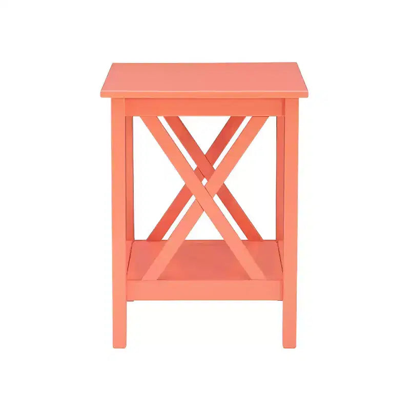 Table d'appoint en pin massif avec étagère inférieure, finition noire, 50,8 cm L x 43,2 cm P x 55,9 cm H