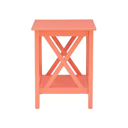 Table d'appoint en pin massif avec étagère inférieure, finition noire, 50,8 cm L x 43,2 cm P x 55,9 cm H