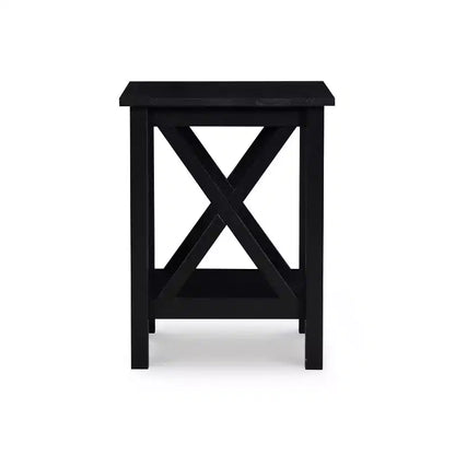 Table d'appoint en pin massif avec étagère inférieure, finition noire, 50,8 cm L x 43,2 cm P x 55,9 cm H