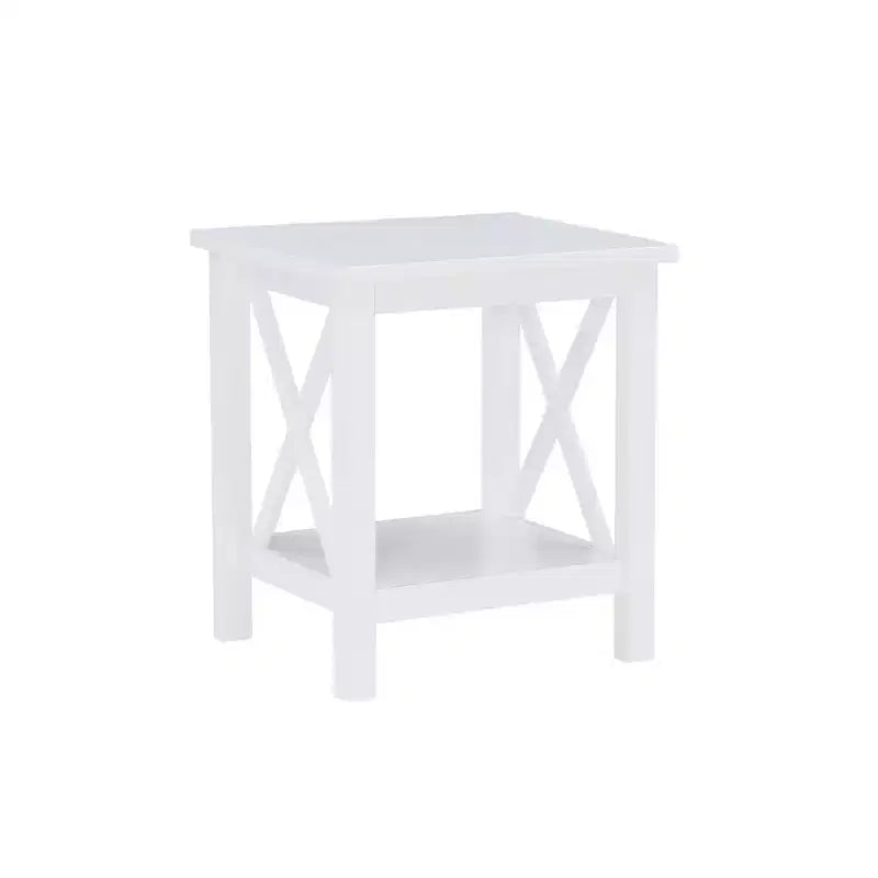 Table d'appoint en pin massif avec étagère inférieure, finition noire, 50,8 cm L x 43,2 cm P x 55,9 cm H