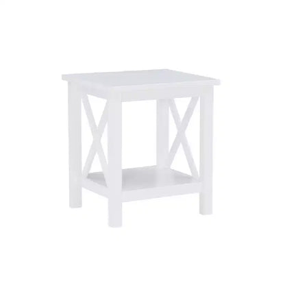 Table d'appoint en pin massif avec étagère inférieure, finition noire, 50,8 cm L x 43,2 cm P x 55,9 cm H