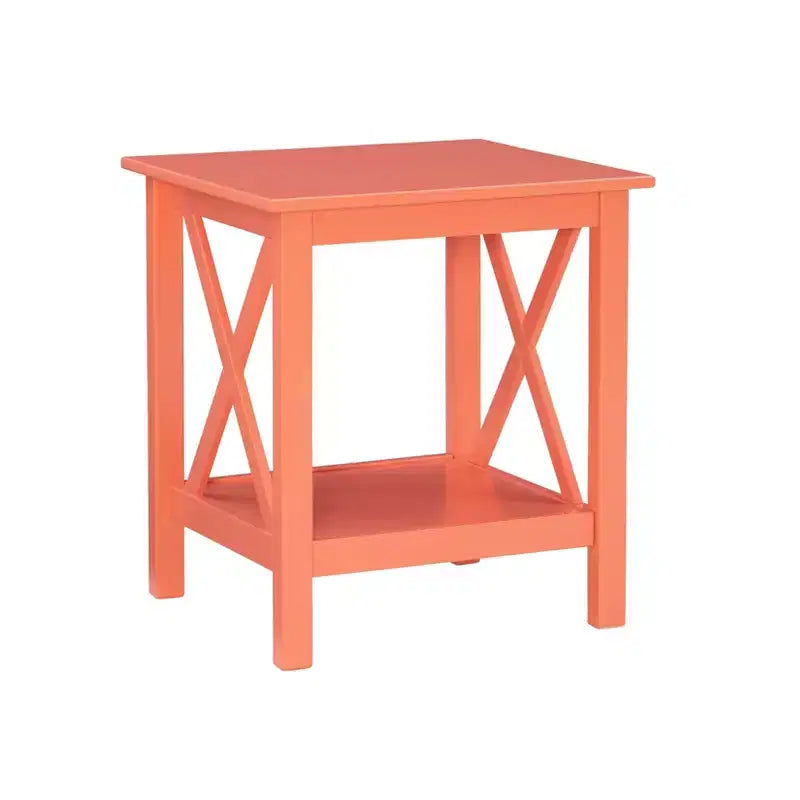 Table d'appoint en pin massif avec étagère inférieure, finition noire, 50,8 cm L x 43,2 cm P x 55,9 cm H