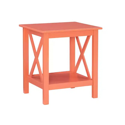 Table d'appoint en pin massif avec étagère inférieure, finition noire, 50,8 cm L x 43,2 cm P x 55,9 cm H
