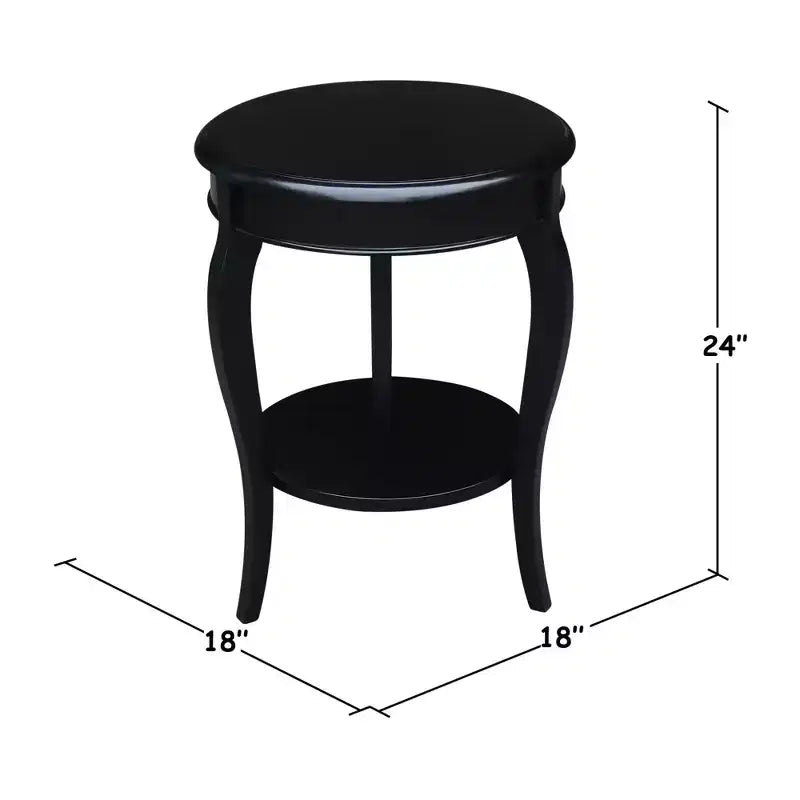 Table d'appoint en bois massif, finition peinte noire, 45,7x45,7x61 cm, assemblage par un adulte requis