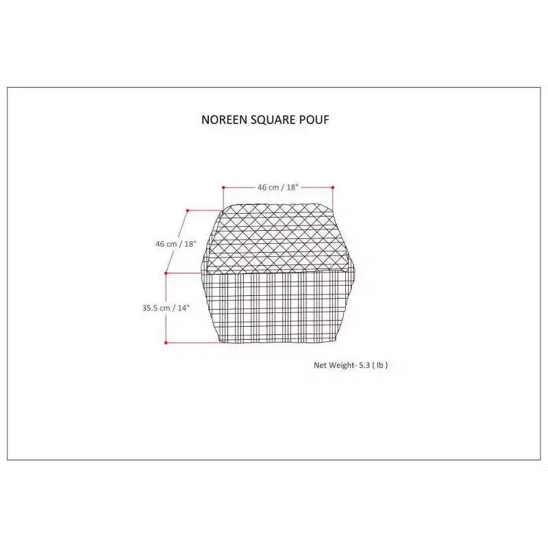Pouf carré, housse 100 % coton, remplissage polystyrène, 45,7 x 45,7 x 35,6 cm, aucun assemblage requis