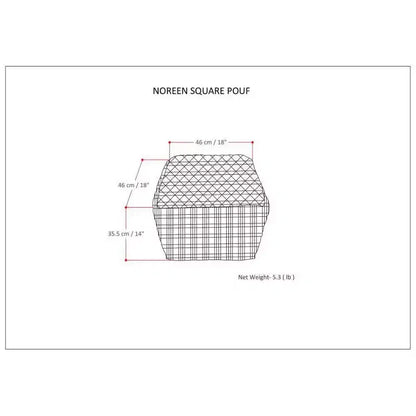 Pouf carré, housse 100 % coton, remplissage polystyrène, 45,7 x 45,7 x 35,6 cm, aucun assemblage requis