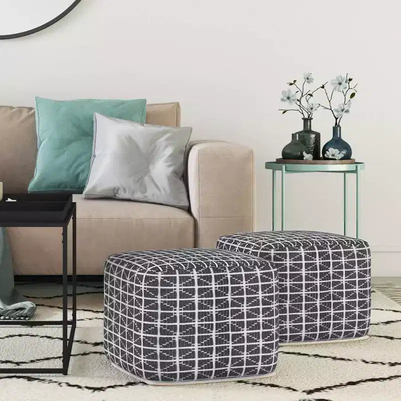 Pouf carré, housse 100 % coton, remplissage polystyrène, 45,7 x 45,7 x 35,6 cm, aucun assemblage requis