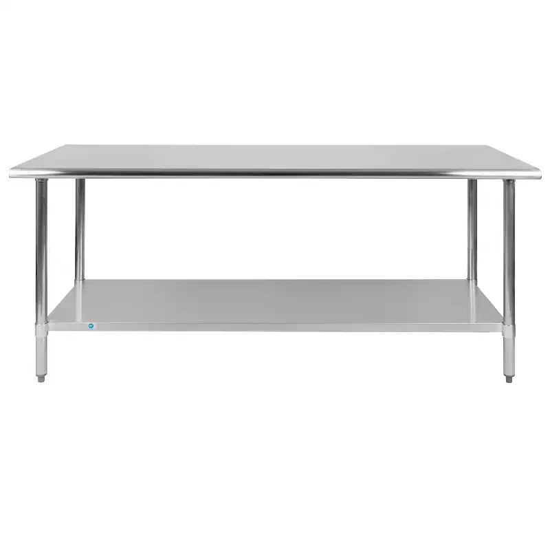 Table de préparation et de travail commerciale en acier inoxydable de calibre 18 avec étagère inférieure réglable, certifiée NSF