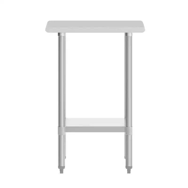 Table de préparation et de travail commerciale en acier inoxydable de calibre 18 avec étagère inférieure réglable, certifiée NSF
