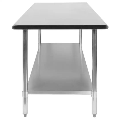Table de préparation et de travail commerciale en acier inoxydable de calibre 18 avec étagère inférieure réglable, certifiée NSF