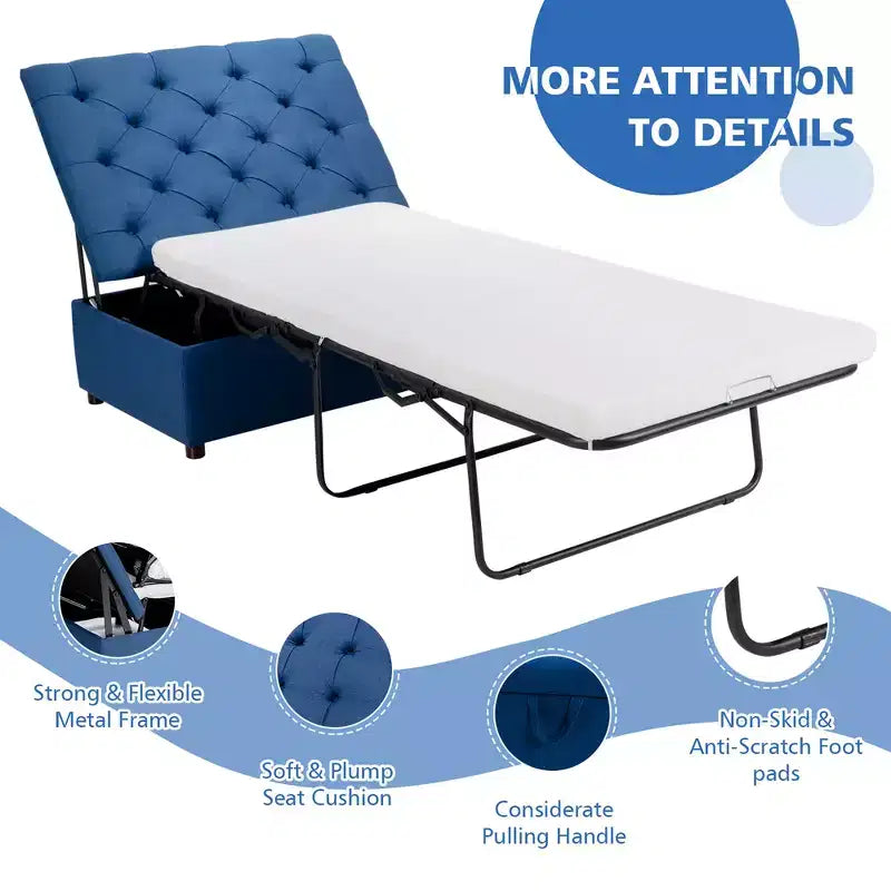 Lit d'appoint pliant avec matelas, lit d'invité convertible