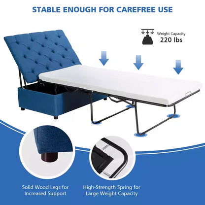 Lit d'appoint pliant avec matelas, lit d'invité convertible