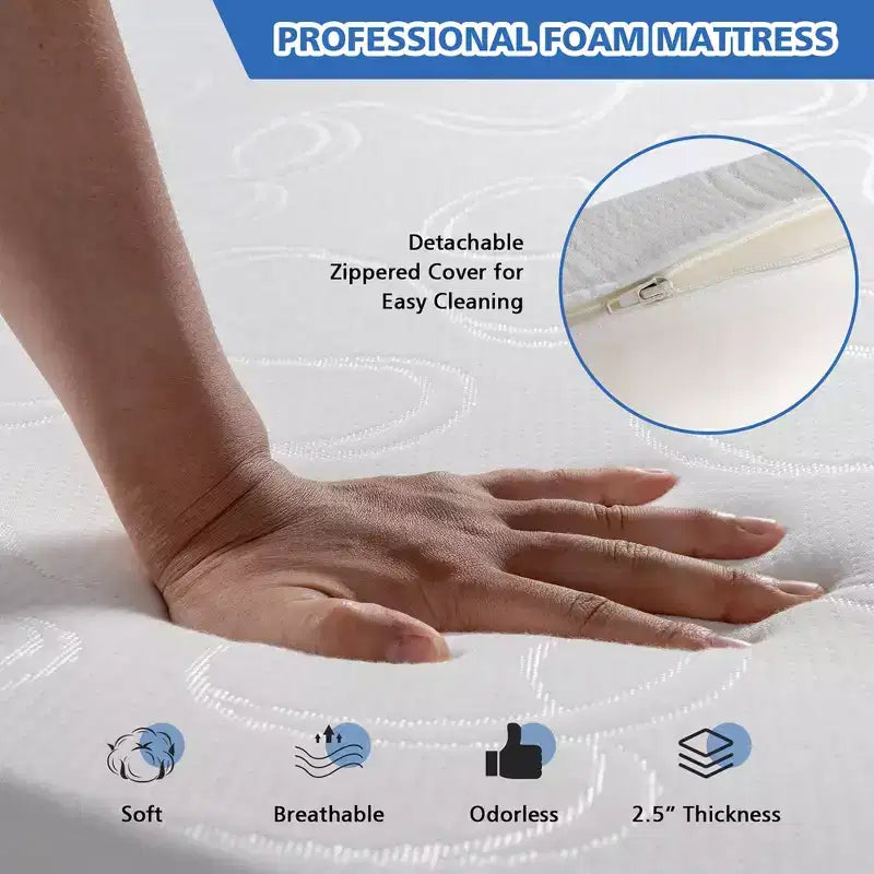 Lit d'appoint pliant avec matelas, lit d'invité convertible