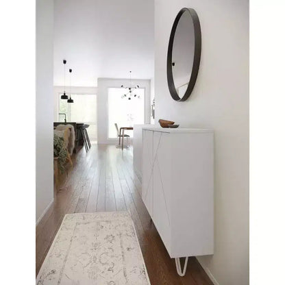 Armoire de rangement étroite à 2 portes, MDF finition mélaminée, 2 étagères, 99 cm l x 82,5 cm H