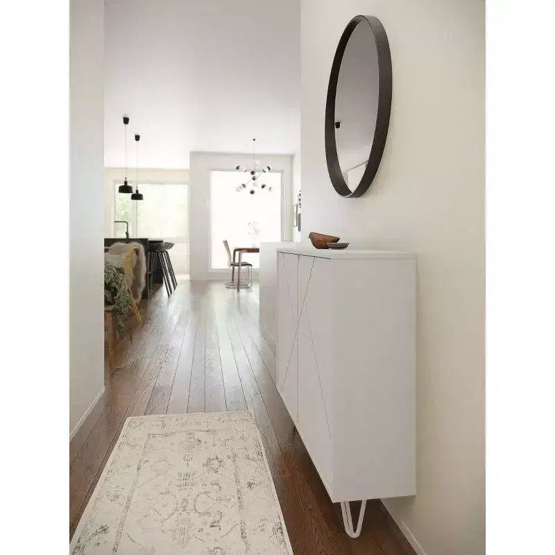 Armoire de rangement étroite à 2 portes, MDF finition mélaminée, 2 étagères, 99 cm l x 82,5 cm H