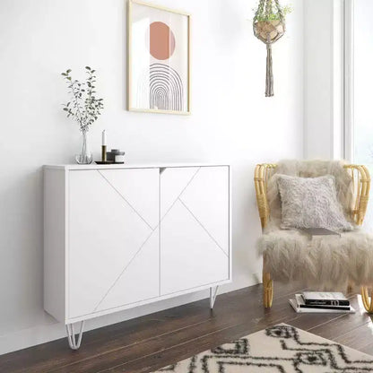 Armoire de rangement étroite à 2 portes, MDF finition mélaminée, 2 étagères, 99 cm l x 82,5 cm H