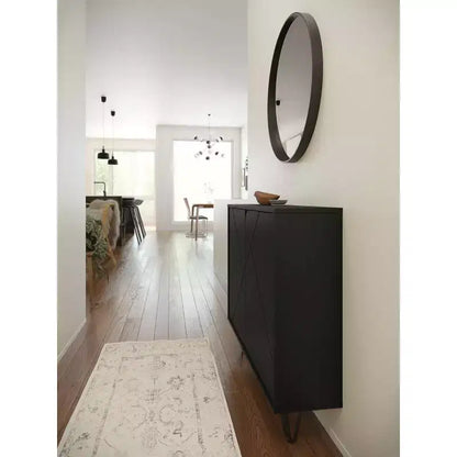 Armoire de rangement étroite à 2 portes, MDF finition mélaminée, 2 étagères, 99 cm l x 82,5 cm H