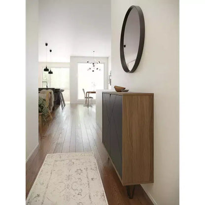 Armoire de rangement étroite à 2 portes, MDF finition mélaminée, 2 étagères, 99 cm l x 82,5 cm H