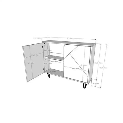 Armoire de rangement étroite à 2 portes, MDF finition mélaminée, 2 étagères, 99 cm l x 82,5 cm H