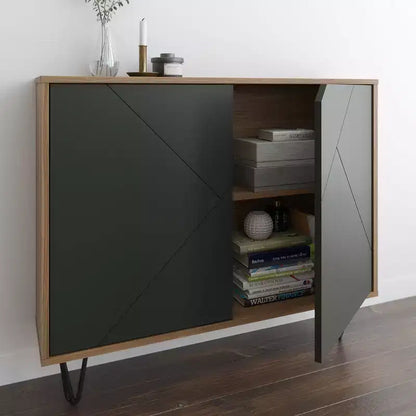 Armoire de rangement étroite à 2 portes, MDF finition mélaminée, 2 étagères, 99 cm l x 82,5 cm H