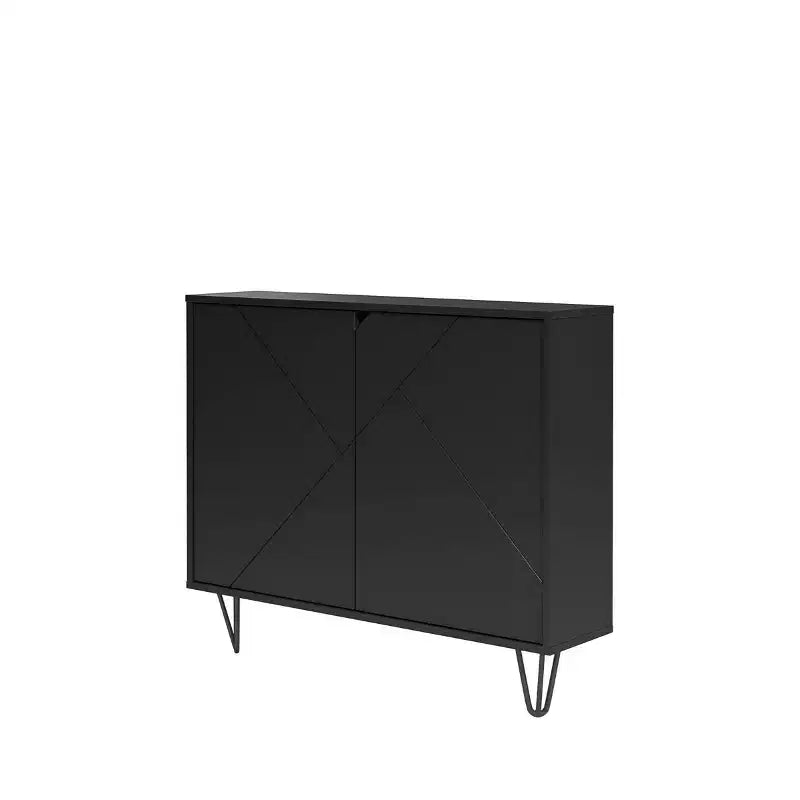 Armoire de rangement étroite à 2 portes, MDF finition mélaminée, 2 étagères, 99 cm l x 82,5 cm H