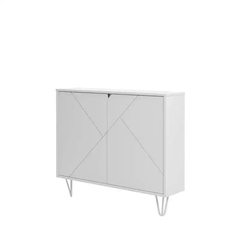 Armoire de rangement étroite à 2 portes, MDF finition mélaminée, 2 étagères, 99 cm l x 82,5 cm H