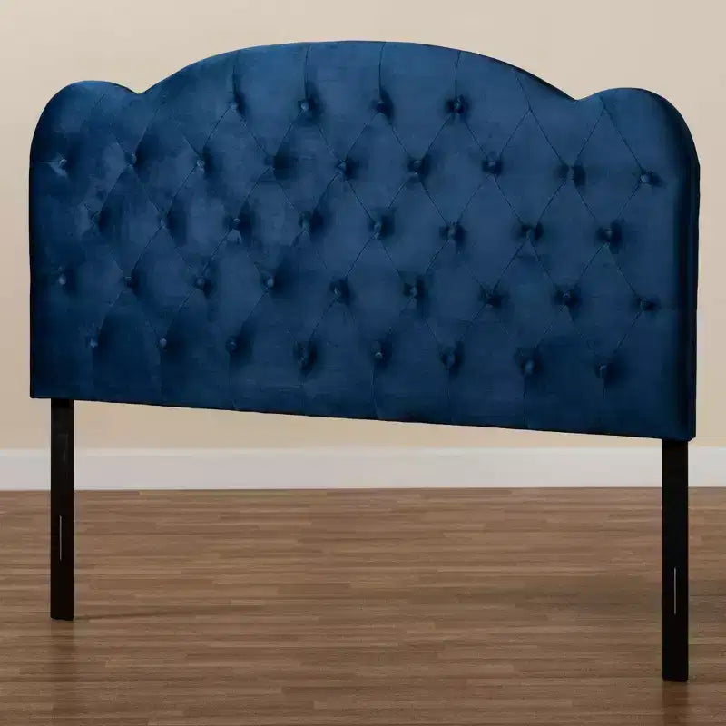 Tête de lit capitonnée en tissu velours Clovis, taille Queen, à fixer sur le cadre de lit, rembourrage polyester