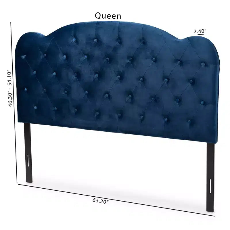 Tête de lit capitonnée en tissu velours Clovis, taille Queen, à fixer sur le cadre de lit, rembourrage polyester